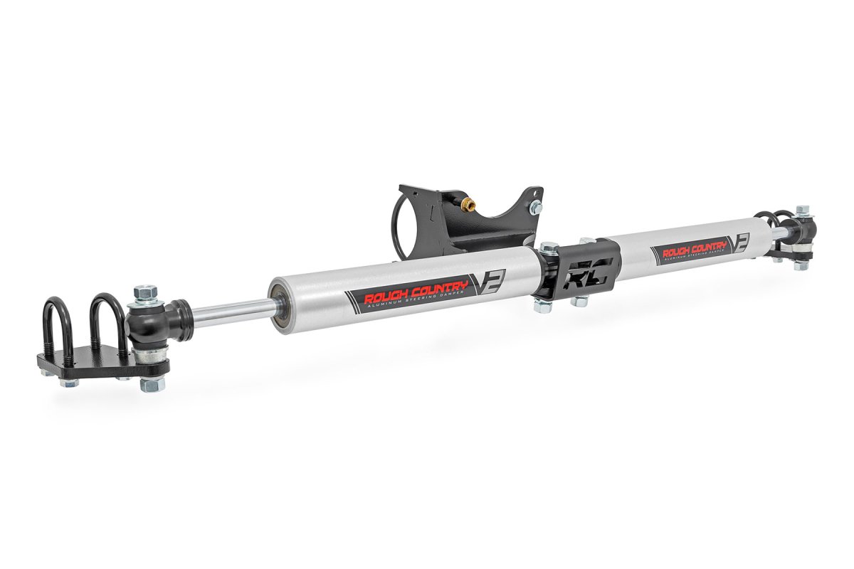 Ford F-350 Super Duty Steering Stabilizer - Front - Rough Country - V2, Dual, 2-8 Inch Lift - '05-'23